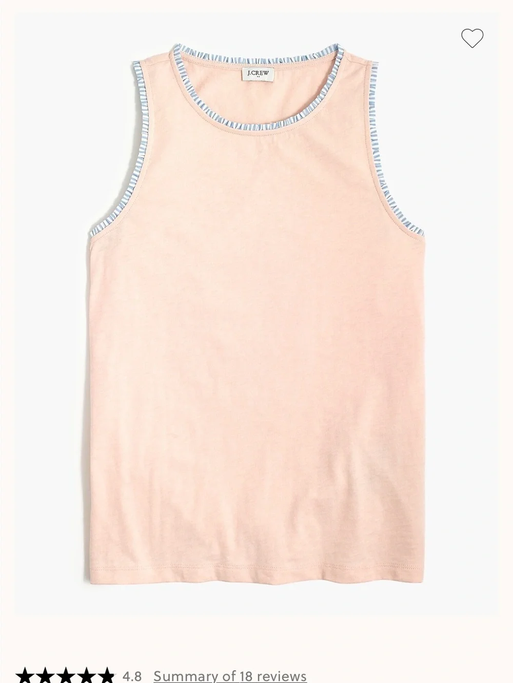 NWT J. Crew Light Pink Tank with Blue-Trim Stripe, M - Picture 1 of 3